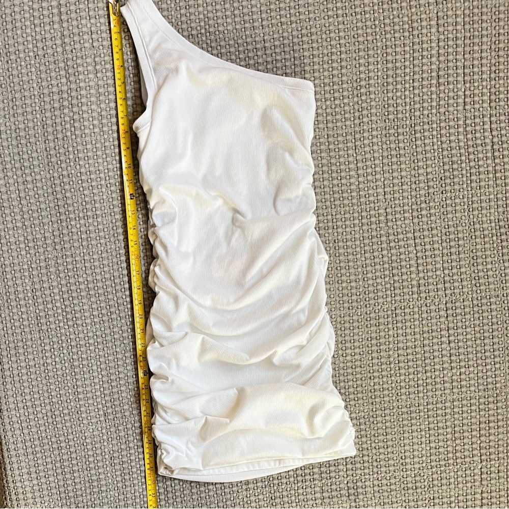 Lulu's White Ribbed Rushed Dress - Picture 4 of 6